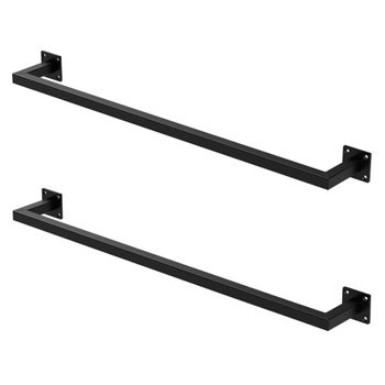 Set 2x Percheros De Pared 90x12cm Negro Acero Inoxidable Ml-design