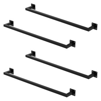 Set 4x Percheros De Pared 90x12 Cm De Acero Inoxidable Negro Ml-design