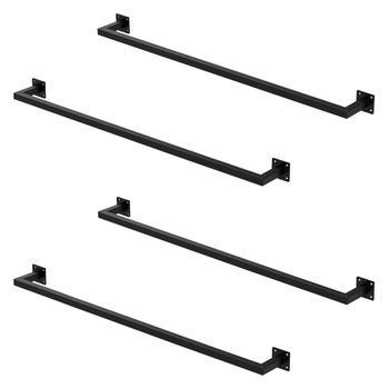 Set 4x Percheros De Pared 110x12cm De Acero Inoxidable Negro Ml-design