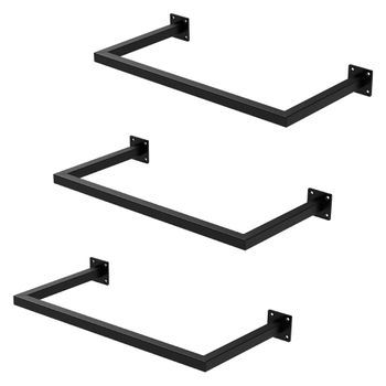 Set 3x Percheros De Pared 60x30 Cm De Acero Inoxidable Negro Ml-design