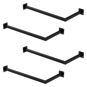 Set 4x Percheros De Pared 60x30 Cm De Acero Inoxidable Negro Ml-design