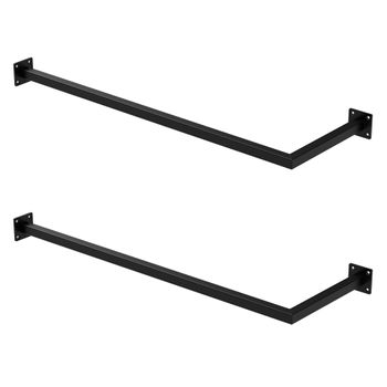 Set 2x Percheros De Pared 90x30 Cm De Acero Inoxidable Negro Ml-design