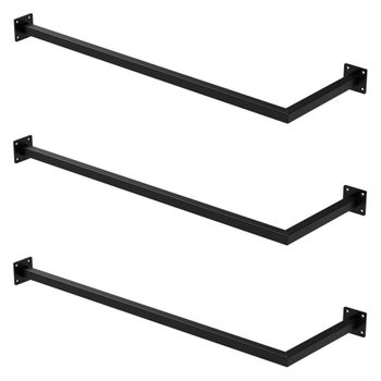 Set 3x Percheros De Pared 90x30 Cm De Acero Inoxidable Negro Ml-design