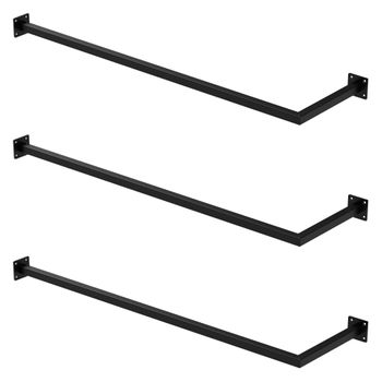 Set 3x Percheros De Pared 110x30cm De Acero Inoxidable Negro Ml-design