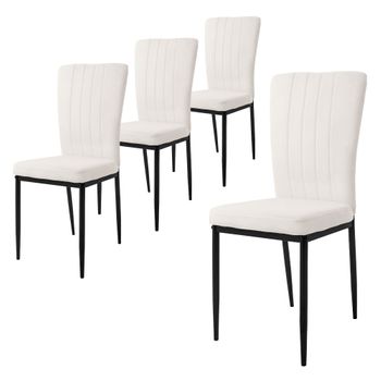 Juego 4 Sillas De Comedor Tapizadas De Terciopelo Blanco Ml-design