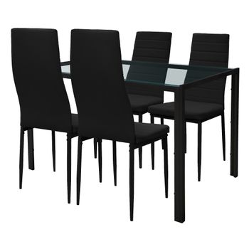 Juego De Comedor Sillas Mesa 5 Piezas Negro Ml-design