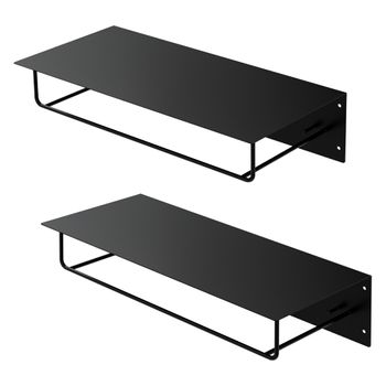 Set De 2 Percheros De Pared Con Barra, 60x30x15 Cm, Negro Ml-design