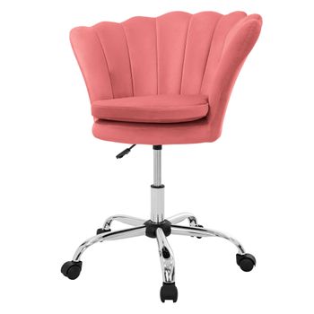 Silla De Oficina Con Ruedas Y Respaldo 68x68 Cm Rosa Ml-design