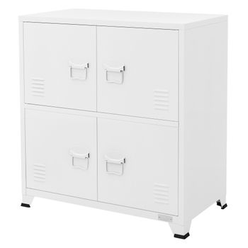 Archivador Metálico De Oficina 75x40x80,5 Cm Acero Blanco Ml-design