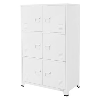 Archivador Metálico De Oficina 75x40x120,5 Cm Acero Blanco Ml-design