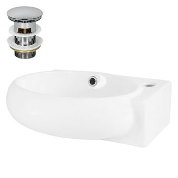 Lavabo Incl. Desagüe Con Rebosadero 43 Cm Cerámica Blanca Ml-design