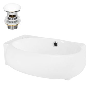 Lavabo Incl. Desagüe Con Rebosadero 43 Cm Cerámica Blanca Ml-design