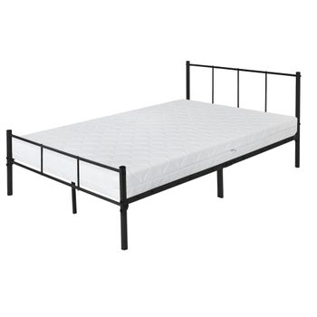 Cama De Estructura Metalica 90x200cm Negra Con Colchón Ml-design