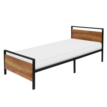 Cama De Estructura Metalica 90x200cm Negra Con Colchón Ml-design