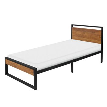 Cama De Estructura Metalica 90x200cm Negra Con Colchón Ml-design