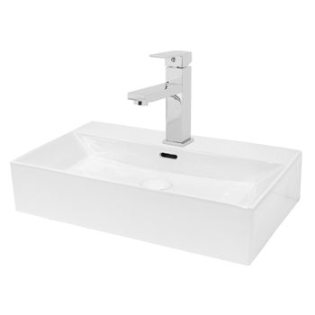 Lavabo Cerámico Rectangular 605x365x130 Mm Blanco Ecd Germany