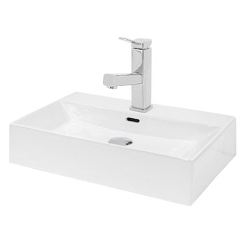 Lavabo Cerámico Rectangular 605x365x130 Mm Blanco Ecd Germany