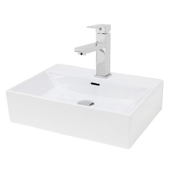 Lavabo Cerámico Rectangular 605x365x130 Mm Blanco Ecd Germany