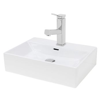 Lavabo Cerámico Rectangular 605x365x130 Mm Blanco Ecd Germany