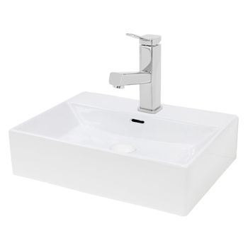 Lavabo Cerámico Rectangular 605x365x130 Mm Blanco Ecd Germany