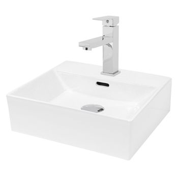 Lavabo Cerámico Rectangular 605x365x130 Mm Blanco Ecd Germany