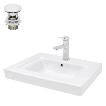 Lavabo Cerámico Rectangular 605x365x130 Mm Blanco Ecd Germany