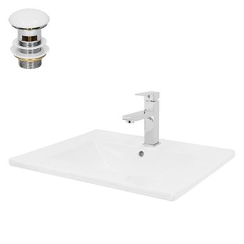 Lavabo Cerámico Rectangular 605x365x130 Mm Blanco Ecd Germany