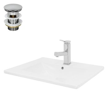 Lavabo Cerámico Rectangular 605x365x130 Mm Blanco Ecd Germany