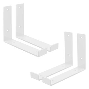 4x Soporte De Estante Forma De L 200x40x140 Mm Blanco Ml-design