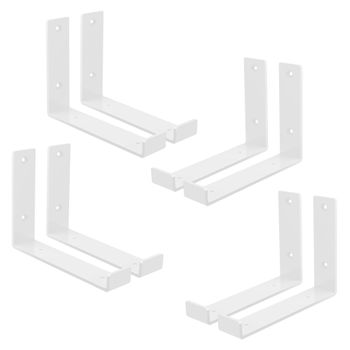 8x Soporte De Estante Forma De L 200x40x140 Mm Blanco Ml-design