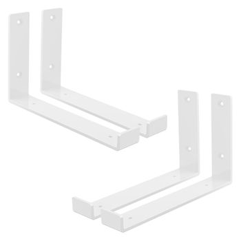 4x Soporte De Estante Forma De L 250 X 140 X 40 Mm Blanco Ml-design