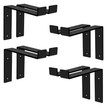 8x Soporte De Estante Forma De L 200 X 145 X 40 Mm Negro Ml-design