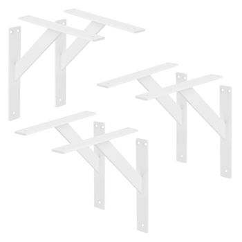 Set 6 Piezas Soporte De Estante 240x240 Mm, Blanco, Aluminio Ml-design