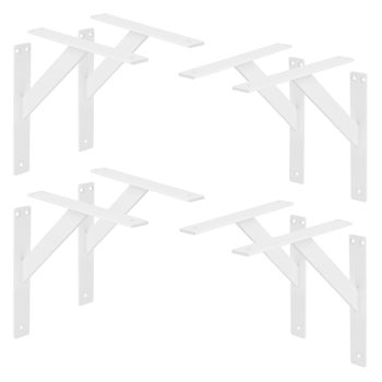 Set 8 Piezas Soporte De Estante 240x240 Mm, Blanco, Aluminio Ml-design