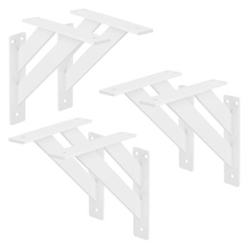 Set 6 Piezas Soporte De Estante 180x180 Mm, Blanco, Aluminio Ml-design