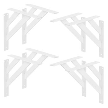 Set 8 Piezas Soporte De Estante 240x240 Mm, Blanco, Aluminio Ml-design