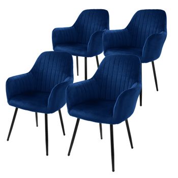 4 X Sillas De Comedor Con Patas De Metal, Azul Ml-design