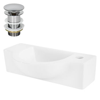 Lavabo 44,5x25,5x12 Cm, Desagüe Automático, Cerámica Blanco Ml-design