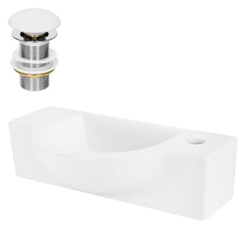 Lavabo 44,5x25,5x12 Cm Con Juego De Desagüe, Cerámica Blanco Ml-design