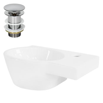 Lavabo 37,5x19x14 Cm Con Desagüe Automático, Cerámica Blanco Ml-design