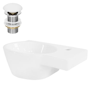 Lavabo 37,5x19x14 Cm Con Juego De Desagüe, Cerámica Blanco Ml-design