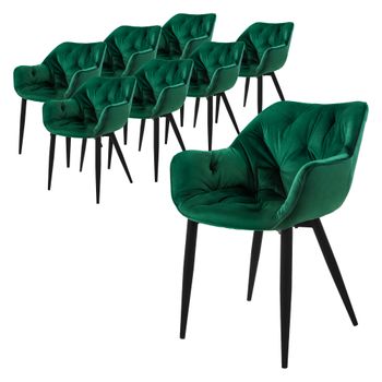 Juego 8 Sillas De Comedor Con Patas De Metal, Verde Oscuro Ml-design