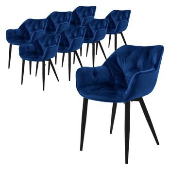 Juego De 8 Sillas De Comedor Con Patas De Metal, Azul Oscuro Ml-design