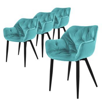 4 X Sillas De Comedor Con Patas De Metal, Petróleo Ml-design