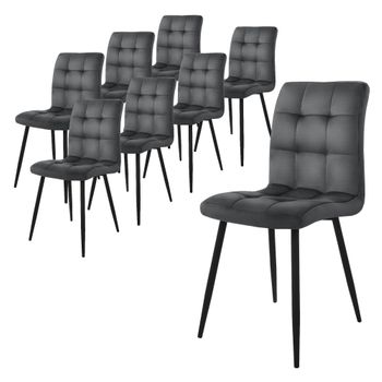 Juego De 8 Sillas De Comedor Con Patas De Metal, Antracita Ml-design