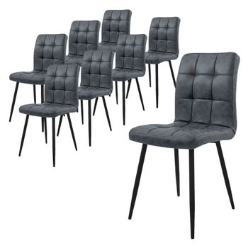 Juego De 8 Sillas De Comedor Con Patas De Metal, Antracita Ml-design