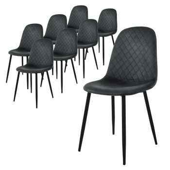 Juego De 8 Sillas De Comedor Con Patas De Metal, Antracita Ml-design