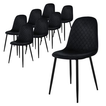 Juego De 8 Sillas De Comedor Con Patas De Metal, Negro Ml-design