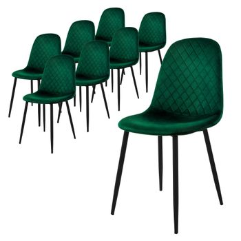 Juego 8 Sillas De Comedor Con Patas De Metal, Verde Oscuro Ml-design