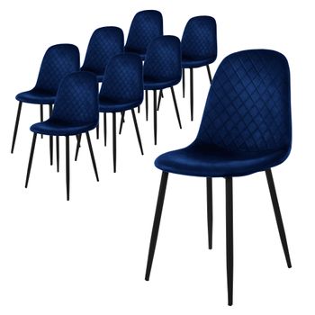 Juego De 8 Sillas De Comedor Con Patas De Metal, Azul Oscuro Ml-design